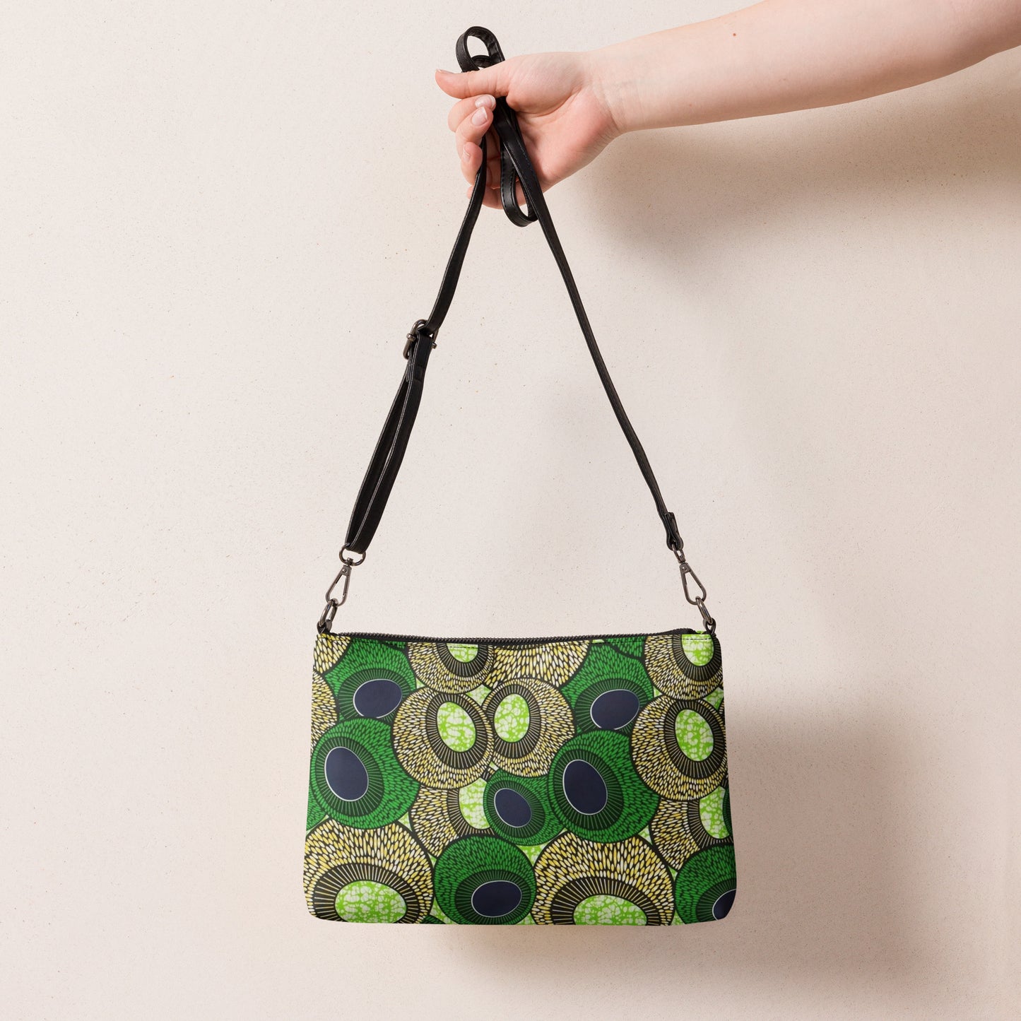 Green Oval Ankara Crossbody Bag