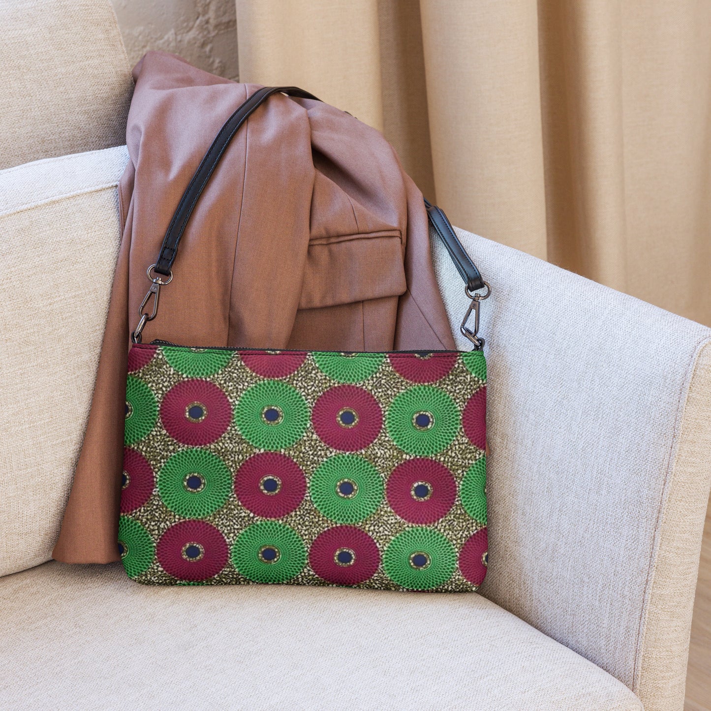 Green Red Mandela Ankara Crossbody Bag