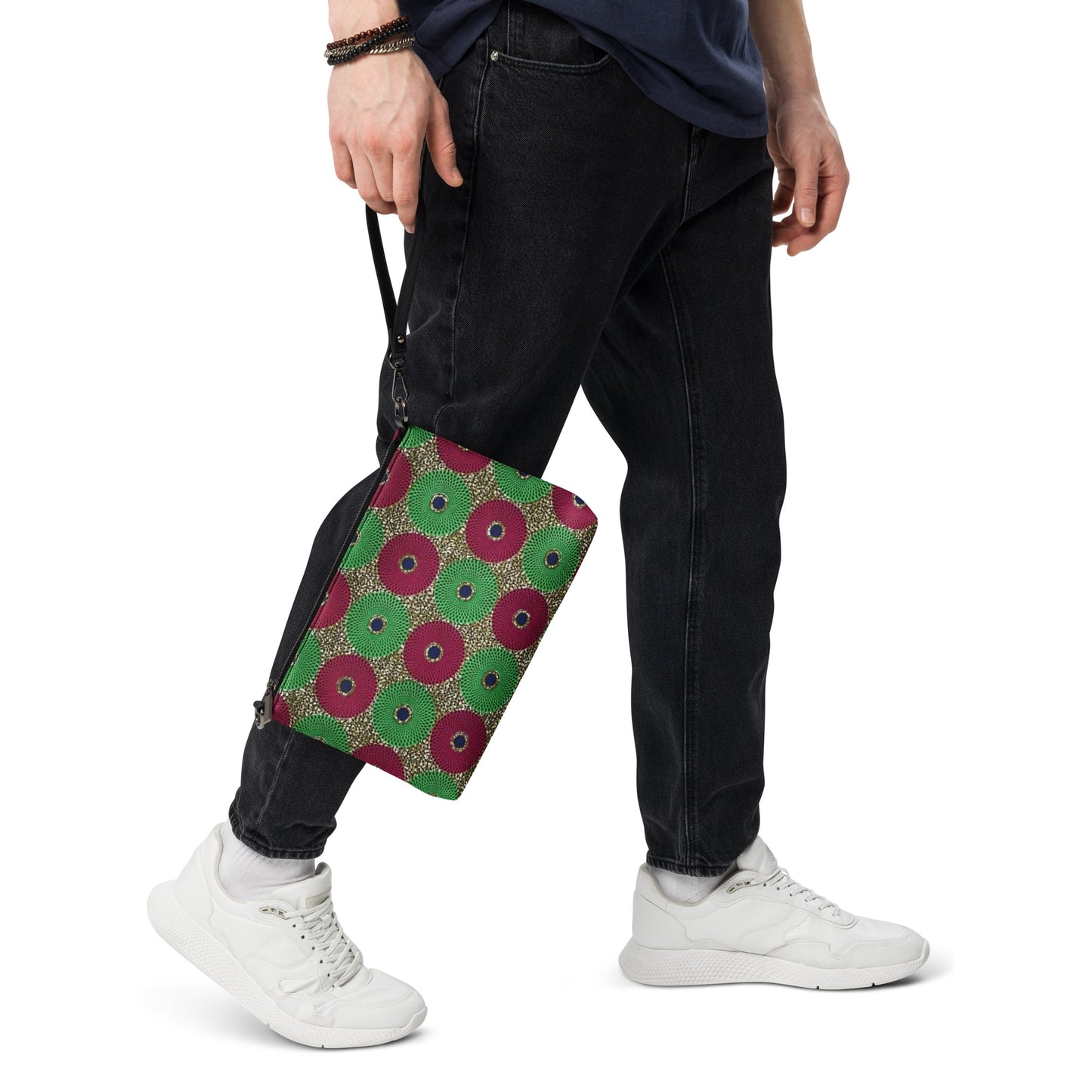 Green Red Mandela Ankara Crossbody Bag