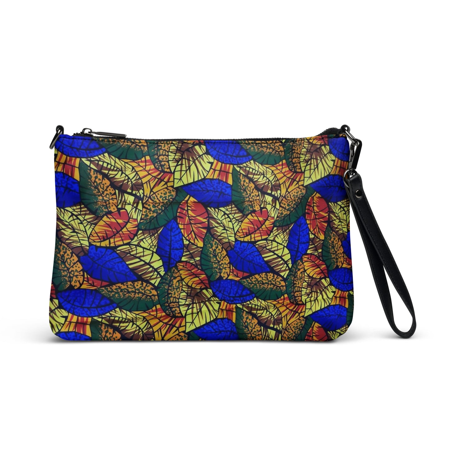 Multicolour Blue Leaf Ankara Crossbody Bag