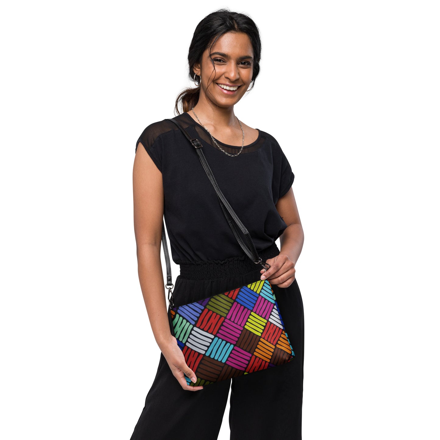 Multicolour Line Square Ankara Crossbody Bag