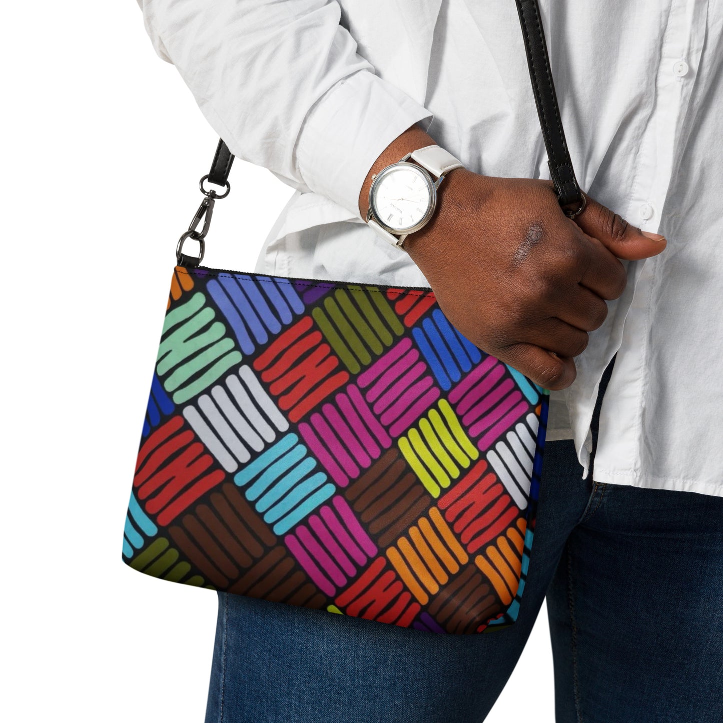 Multicolour Line Square Ankara Crossbody Bag