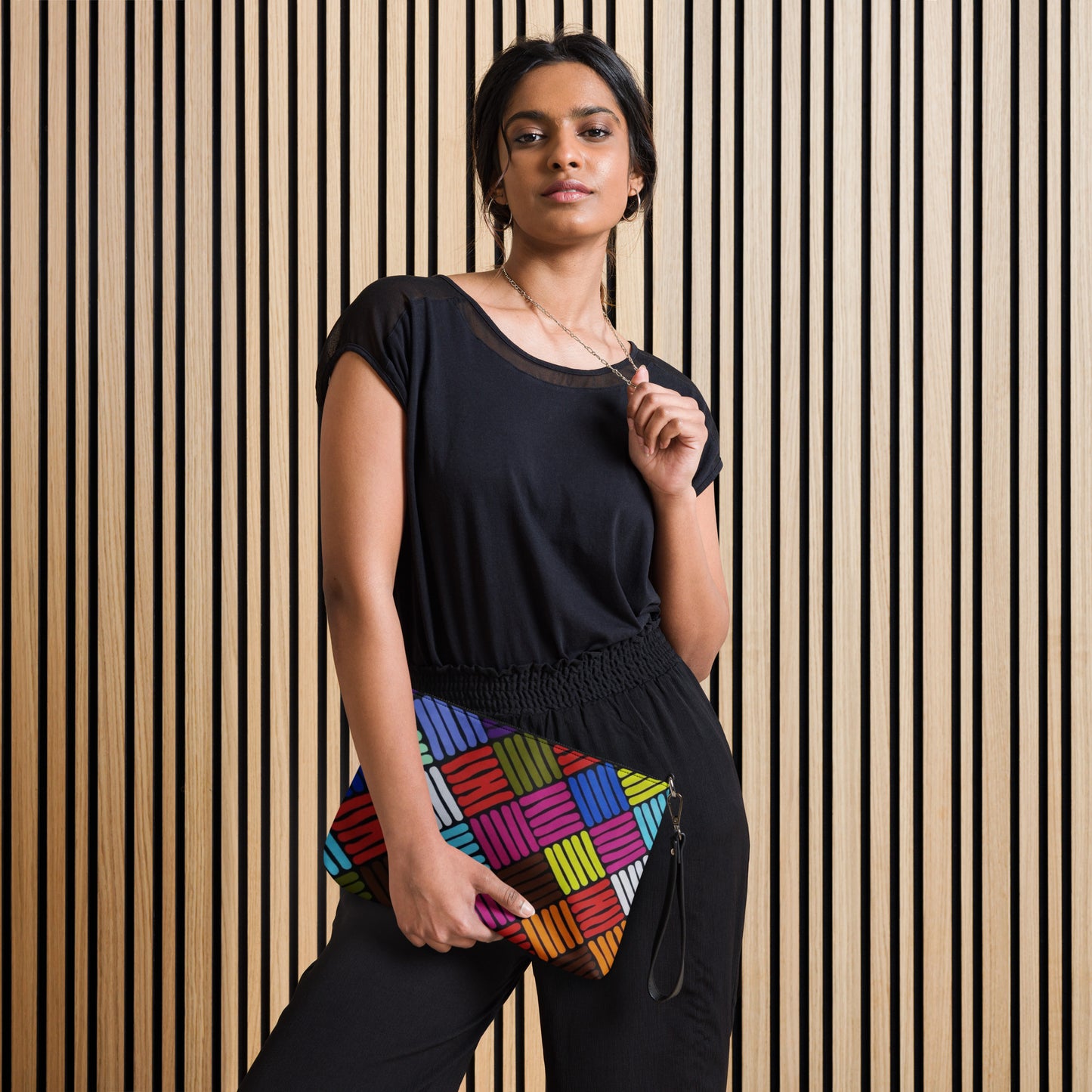 Multicolour Line Square Ankara Crossbody Bag