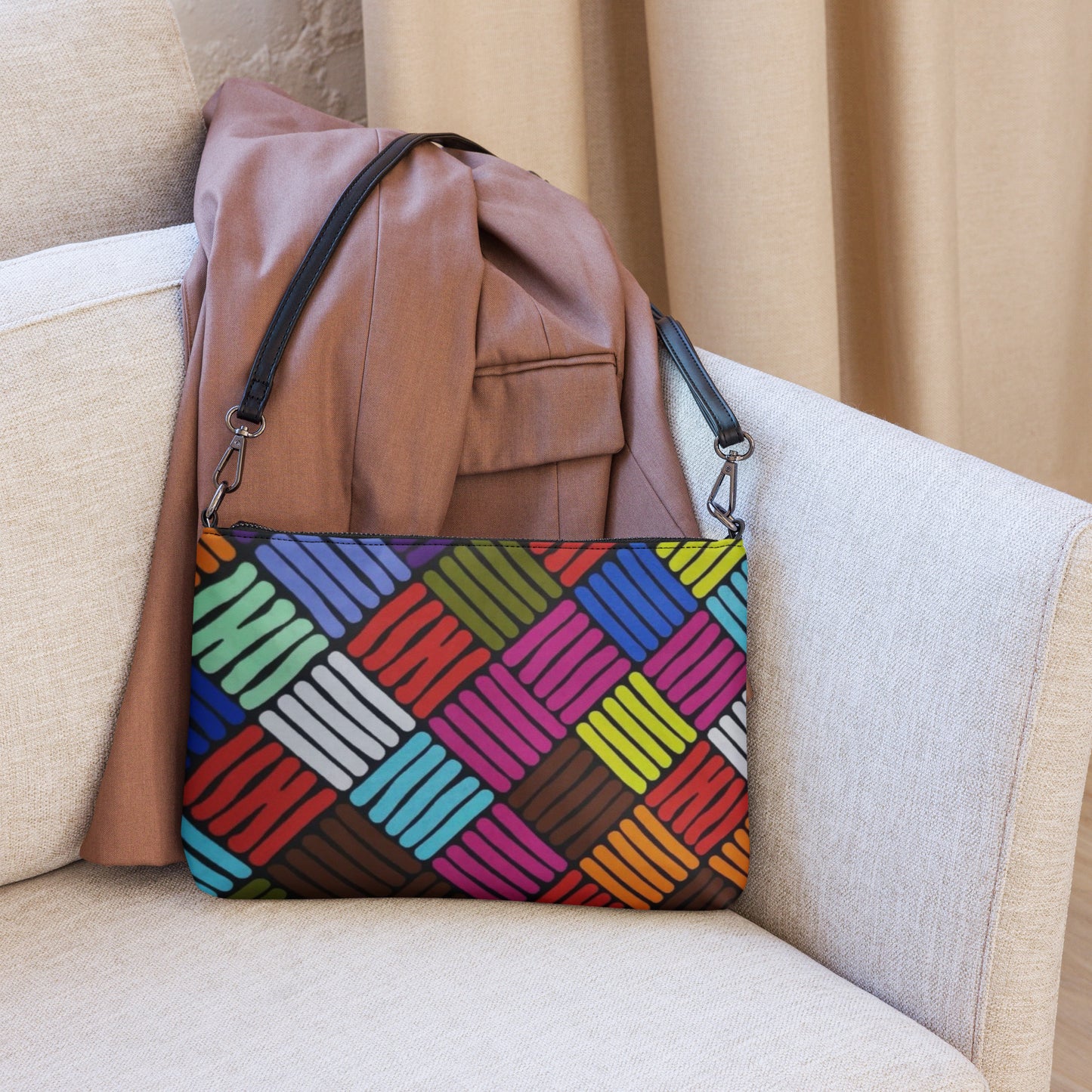 Multicolour Line Square Ankara Crossbody Bag