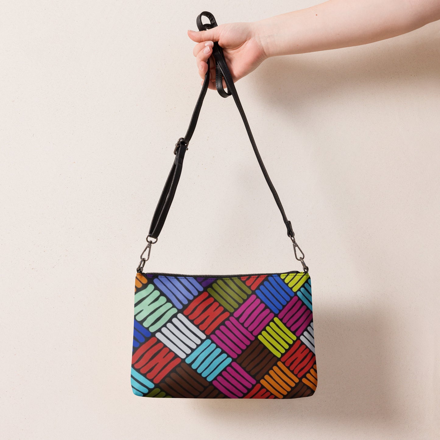 Multicolour Line Square Ankara Crossbody Bag