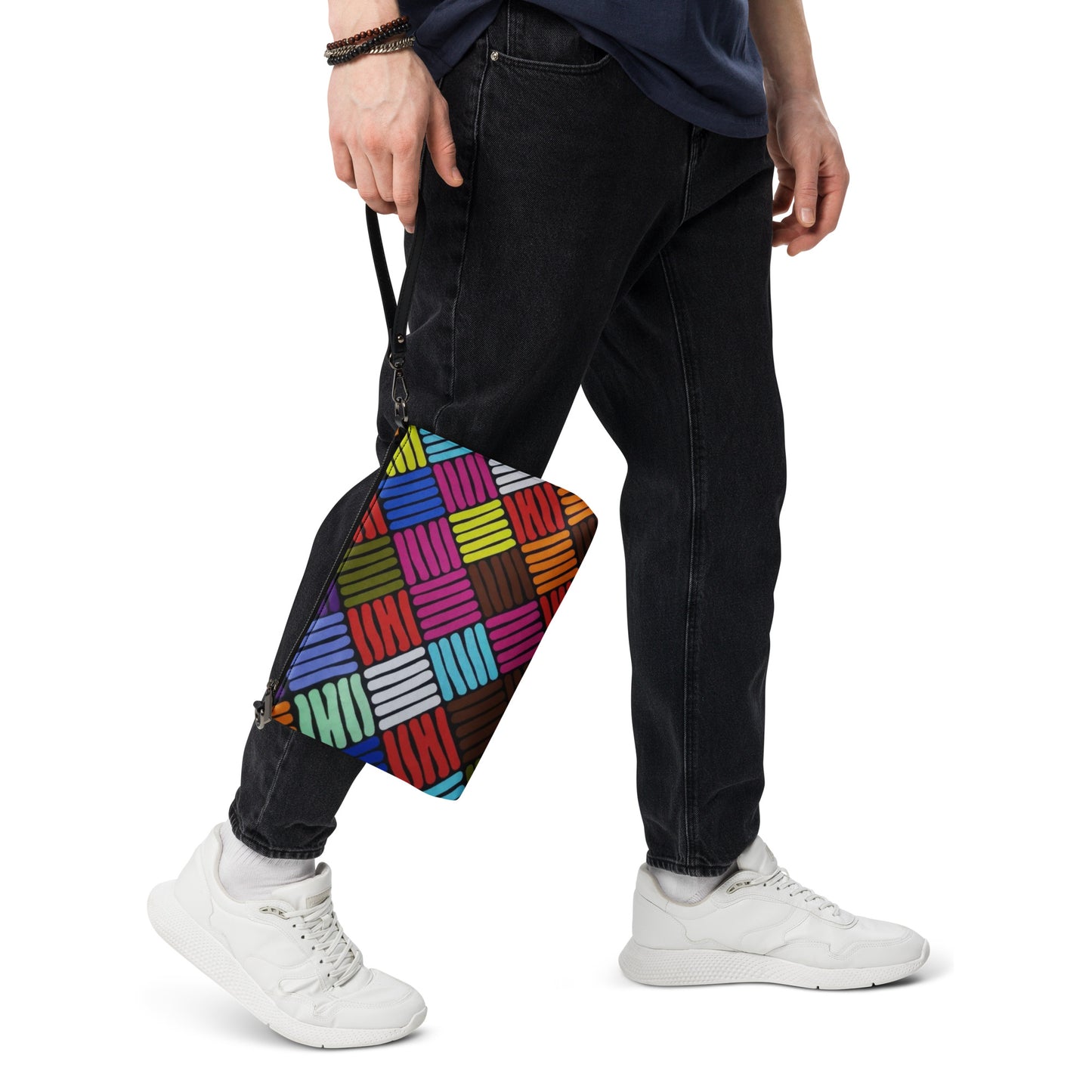 Multicolour Line Square Ankara Crossbody Bag