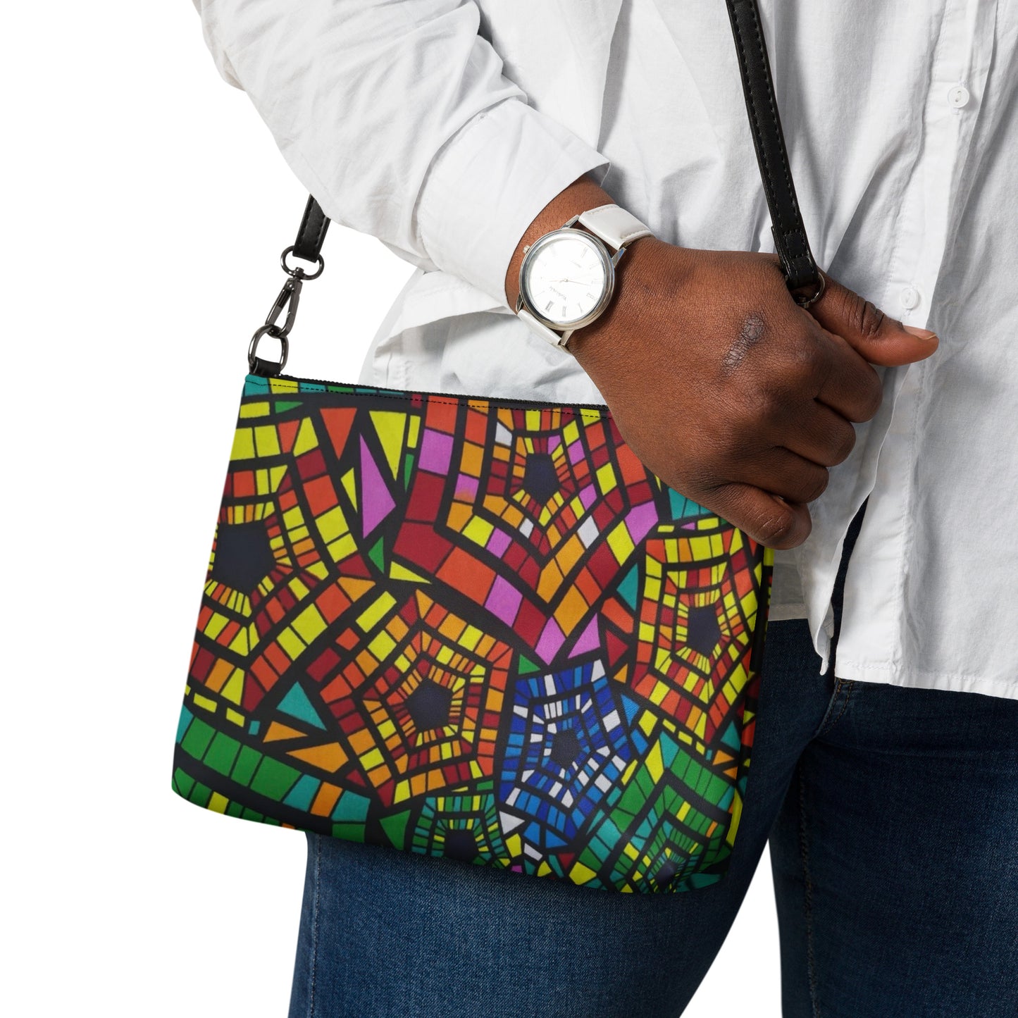 Multicolour Pentagon Ankara Crossbody Bag