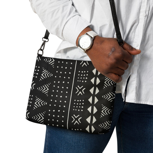 Black & White African Print Ankara Crossbody Bag