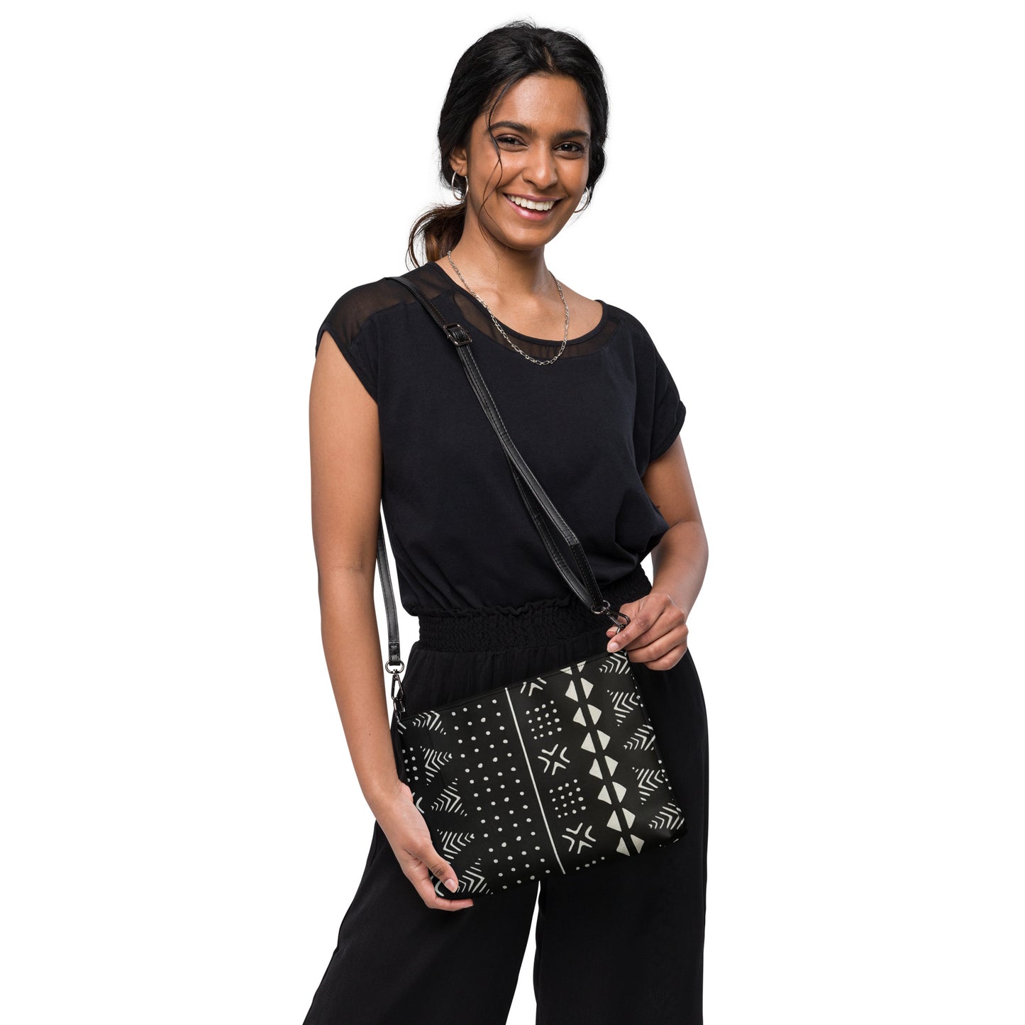 Black & White African Print Ankara Crossbody Bag