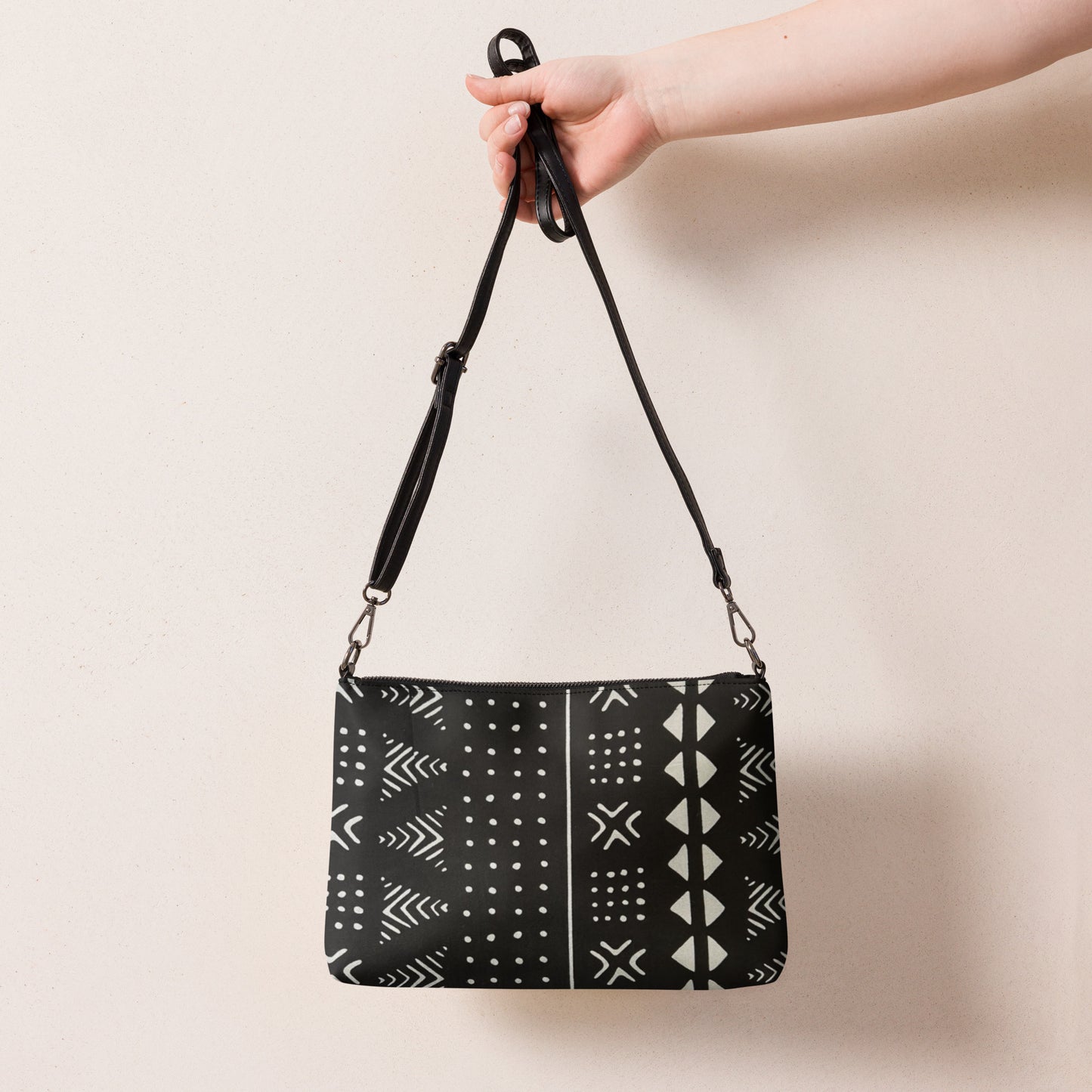 Black & White African Print Ankara Crossbody Bag