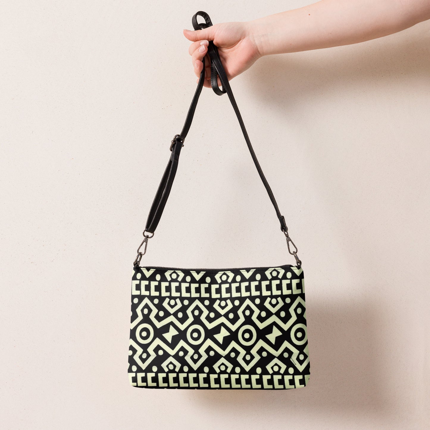 Black & Cream Bogolan Ankara Crossbody Bag