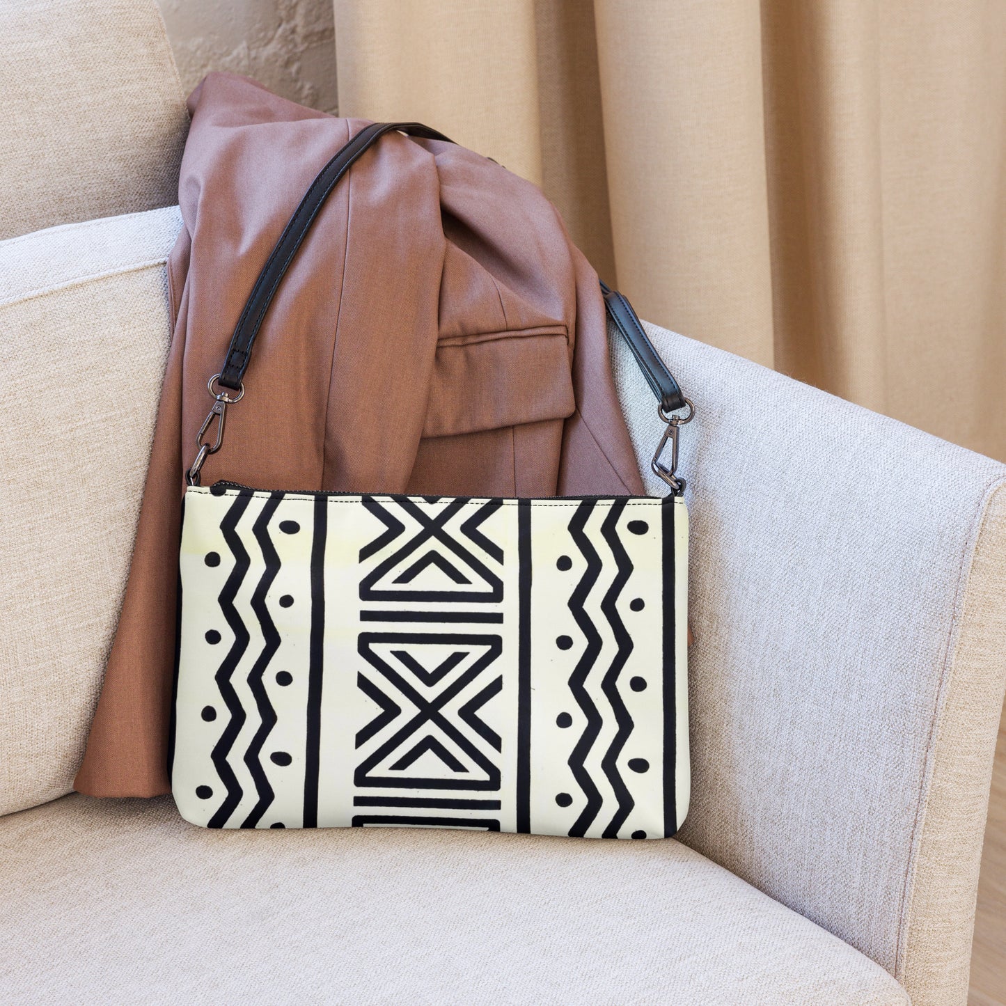 Black & White Bogolan Ankara Crossbody Bag