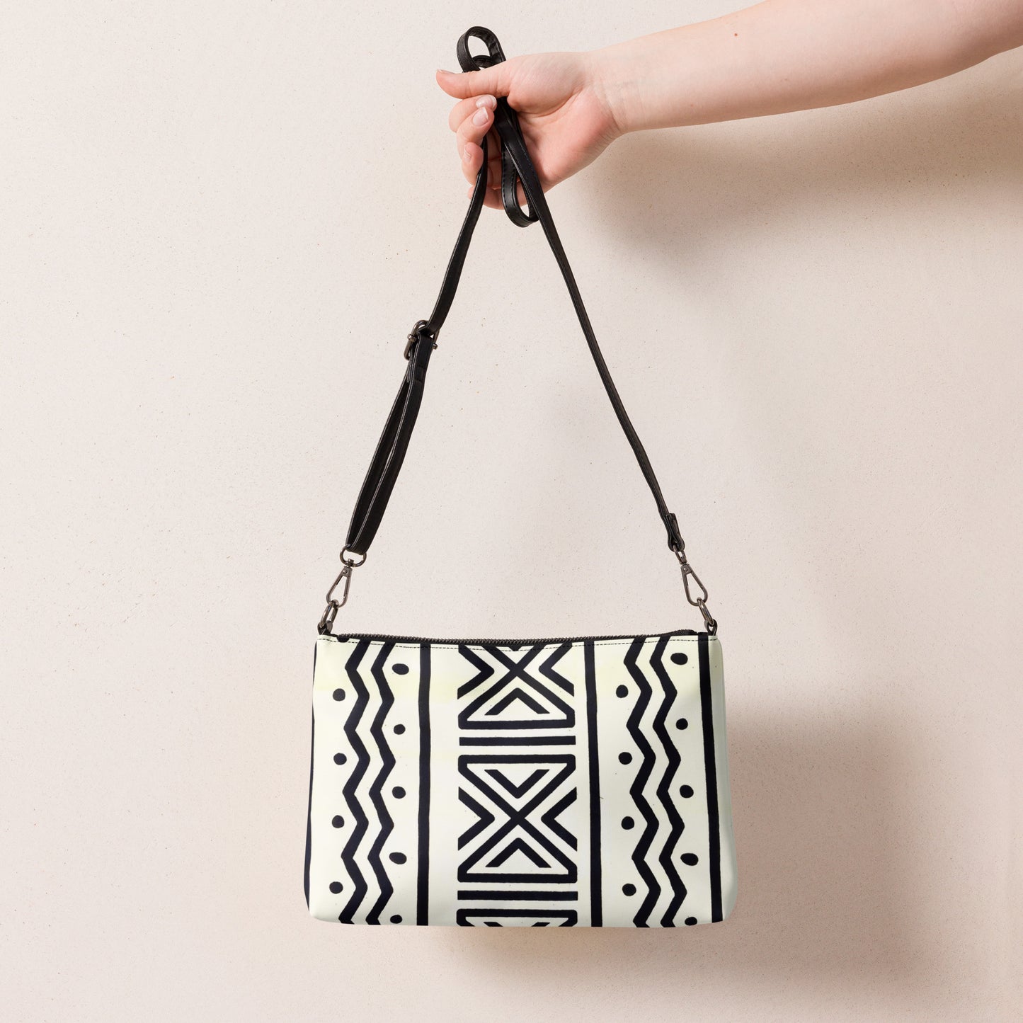 Black & White Bogolan Ankara Crossbody Bag