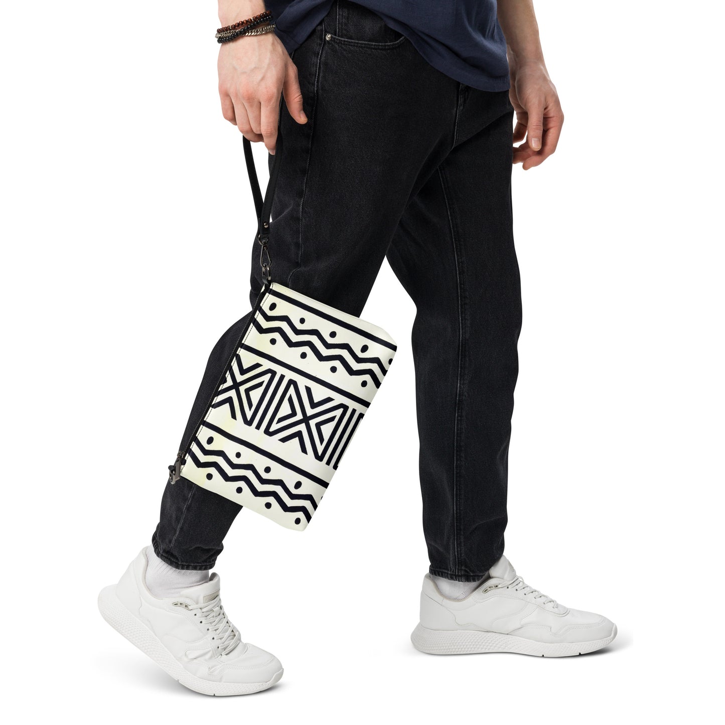 Black & White Bogolan Ankara Crossbody Bag