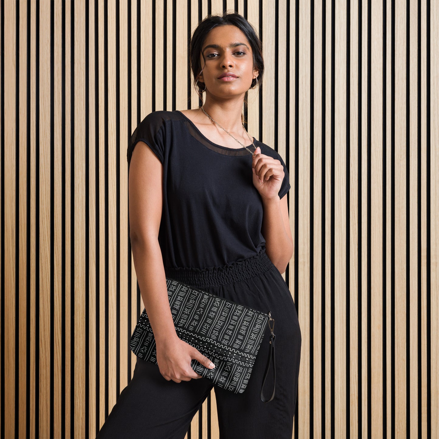 Black White Bogolan African Print Ankara Crossbody Bag