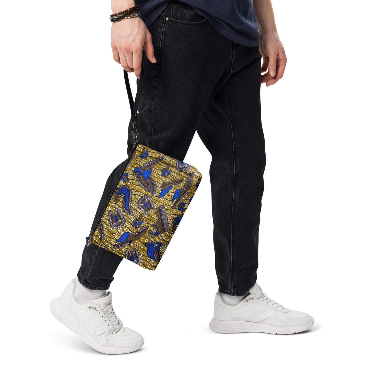 Blue Brown Abstract Ankara Crossbody Bag