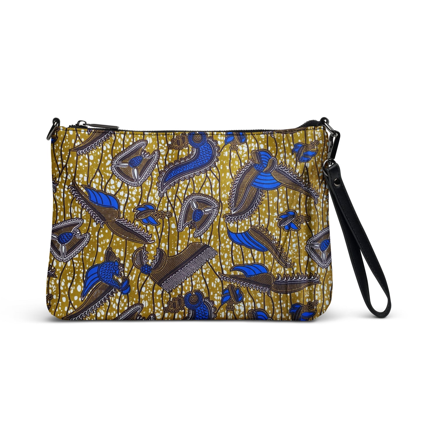 Blue Brown Abstract Ankara Crossbody Bag