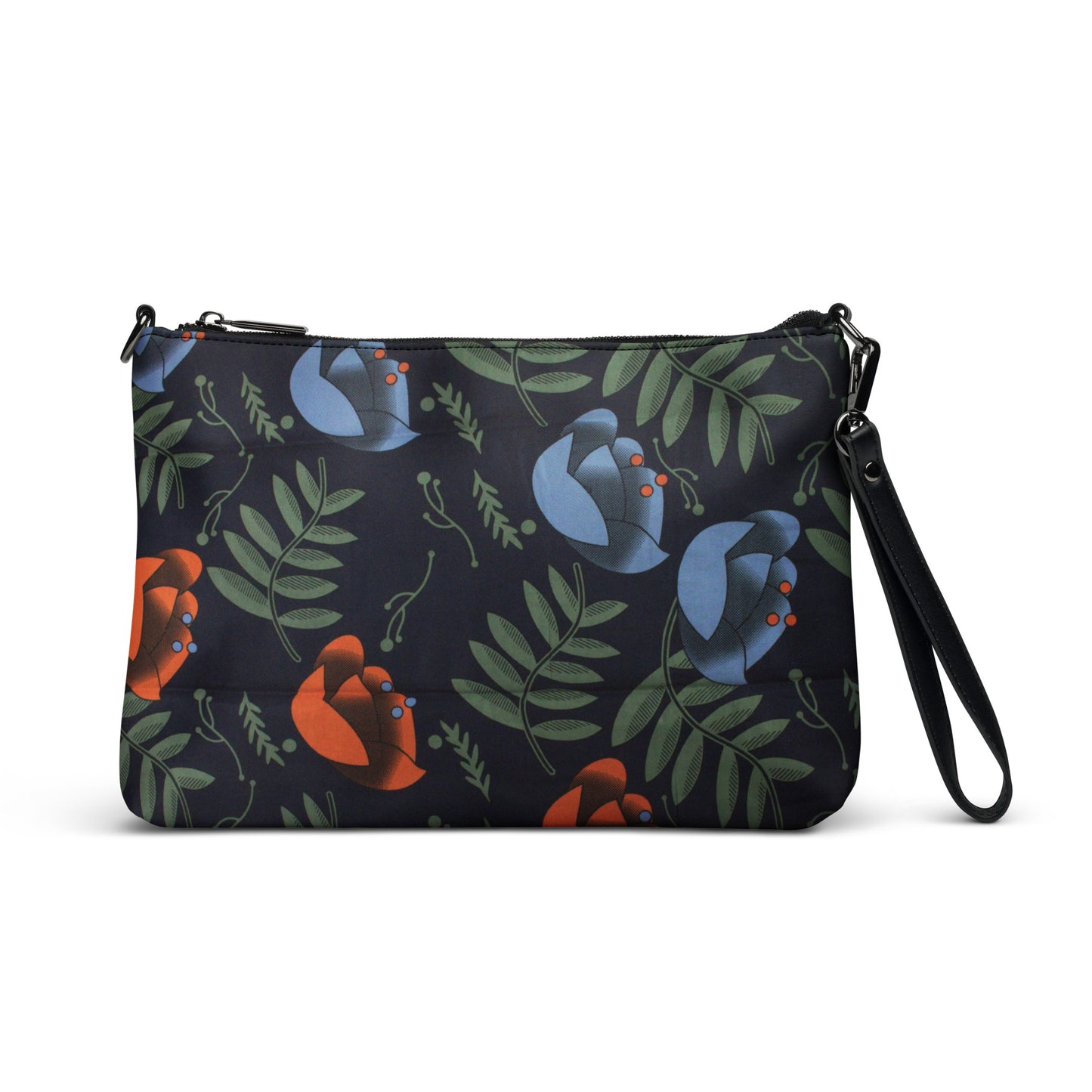 Blue Orange Floral Leaves Ankara Crossbody Bag