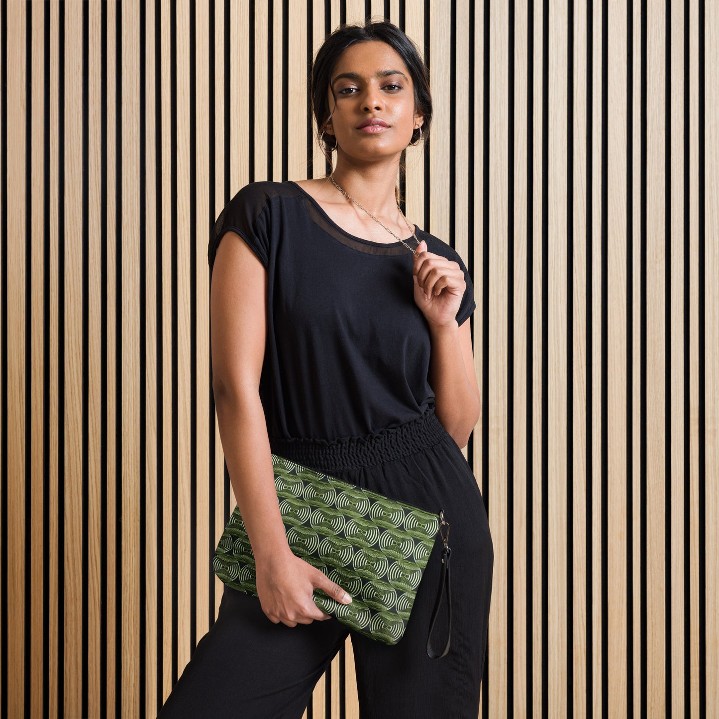 Bottle Green Abstract Ankara Crossbody Bag