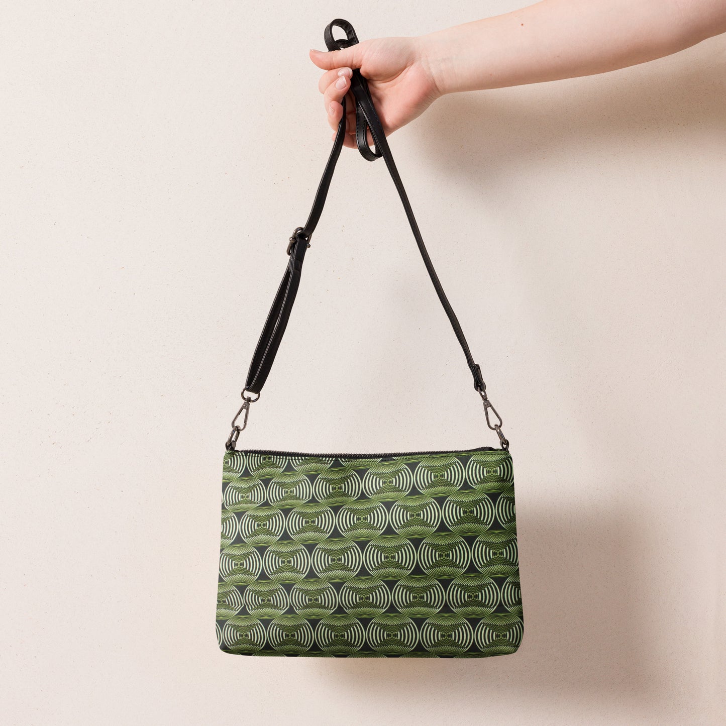 Bottle Green Abstract Ankara Crossbody Bag