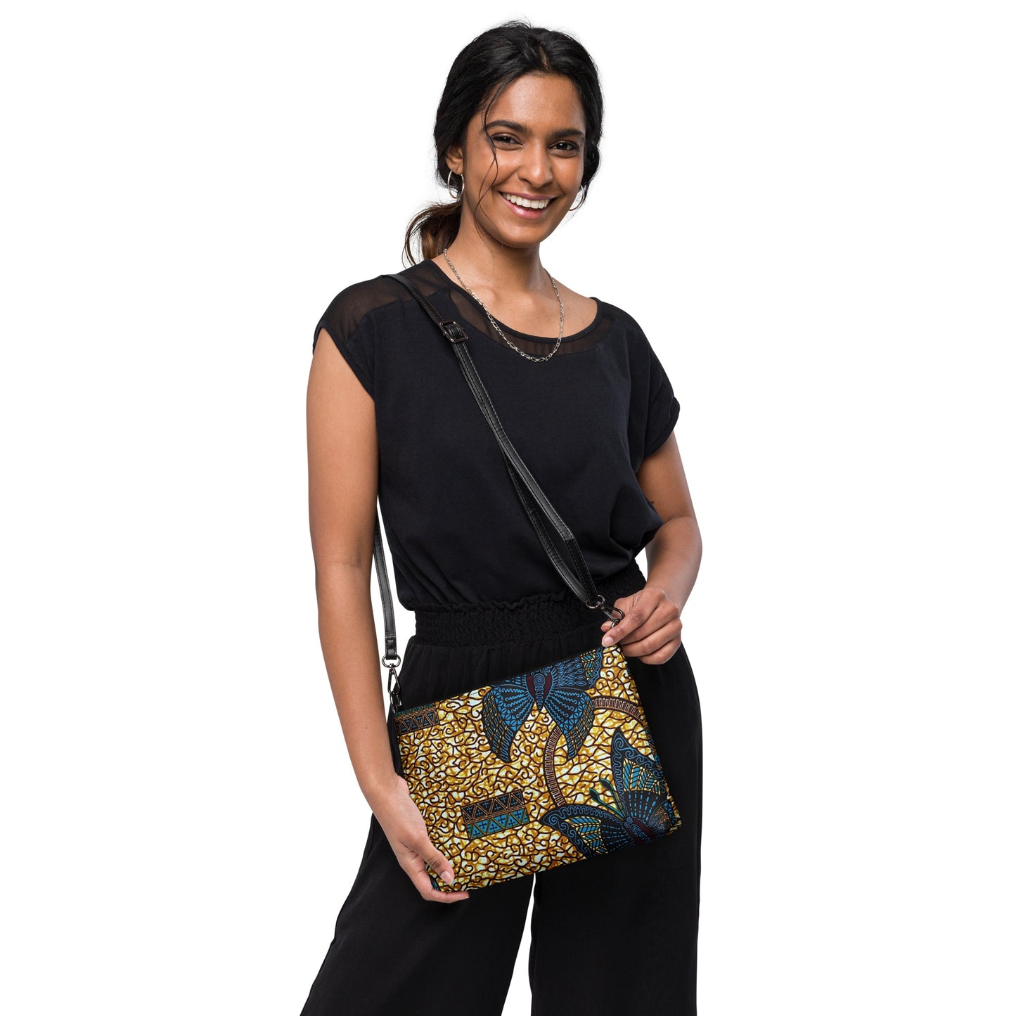 Butterfly Brown Ankara Crossbody Bag