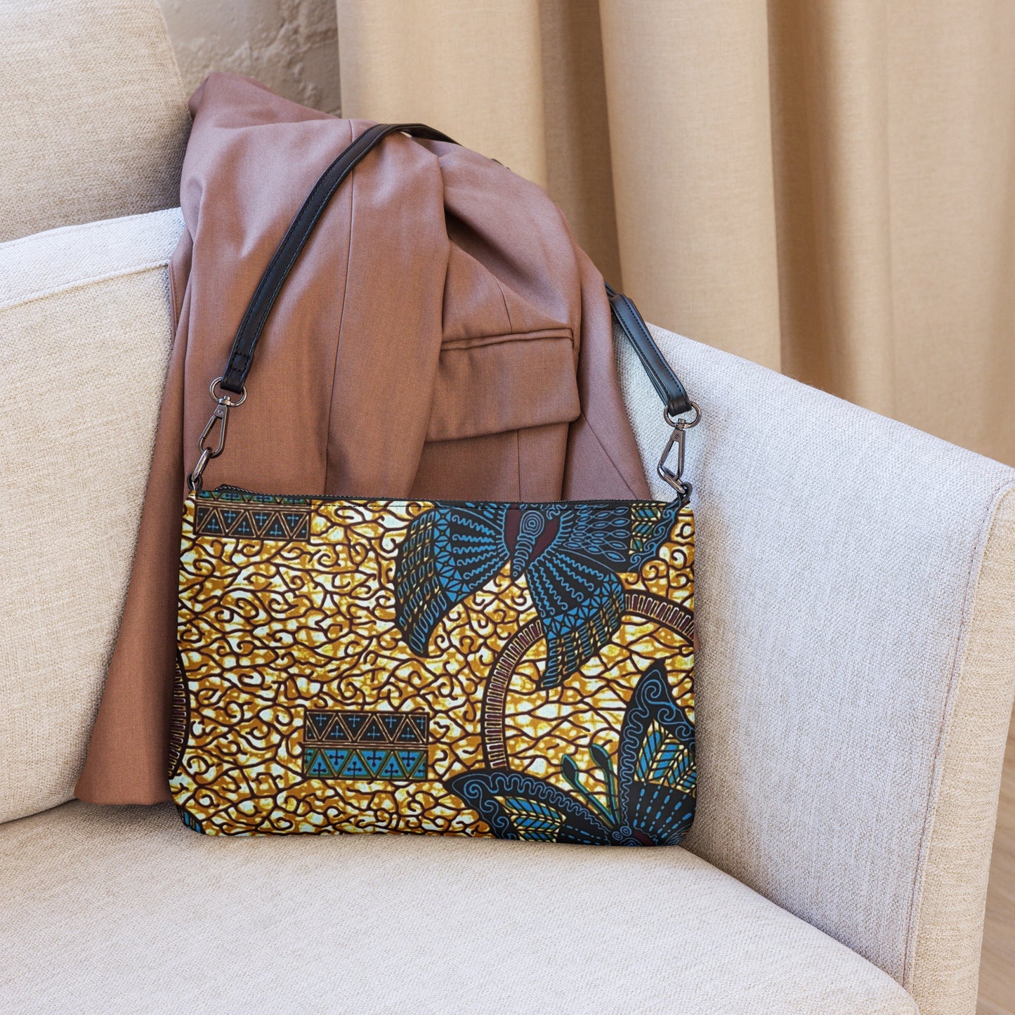 Butterfly Brown Ankara Crossbody Bag