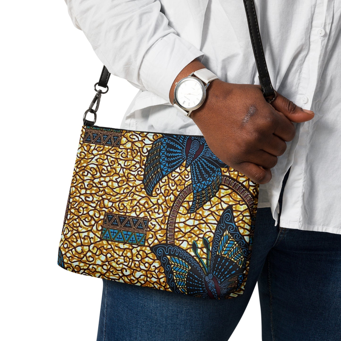 Butterfly Brown Ankara Crossbody Bag