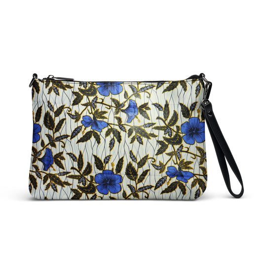 Cornflower Blue Leafy Ankara Crossbody Bag