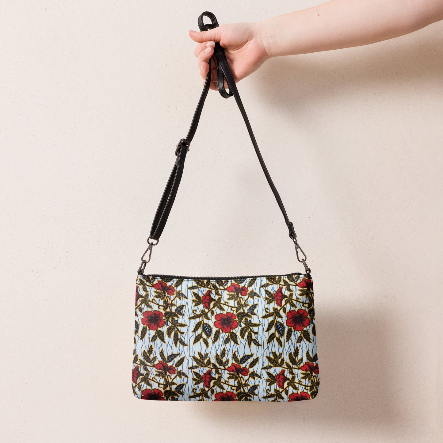 Hibiscus & Leaves Ankara Crossbody Bag