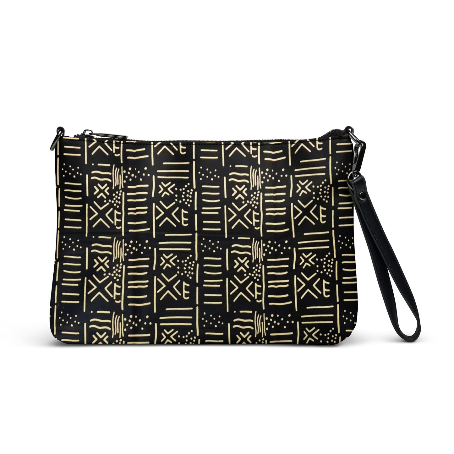 Cream & Black African Print Ankara Crossbody Bag