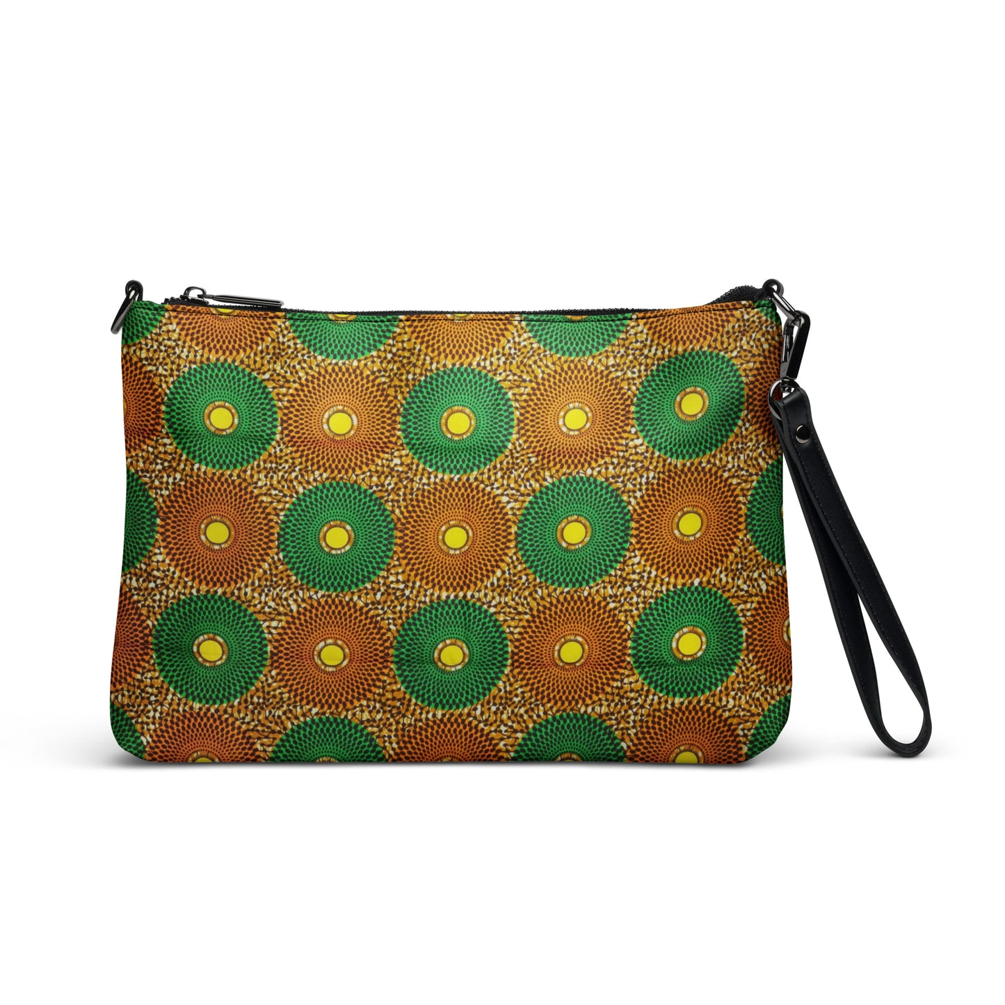 Green & Peach Mandela Ankara Crossbody Bag