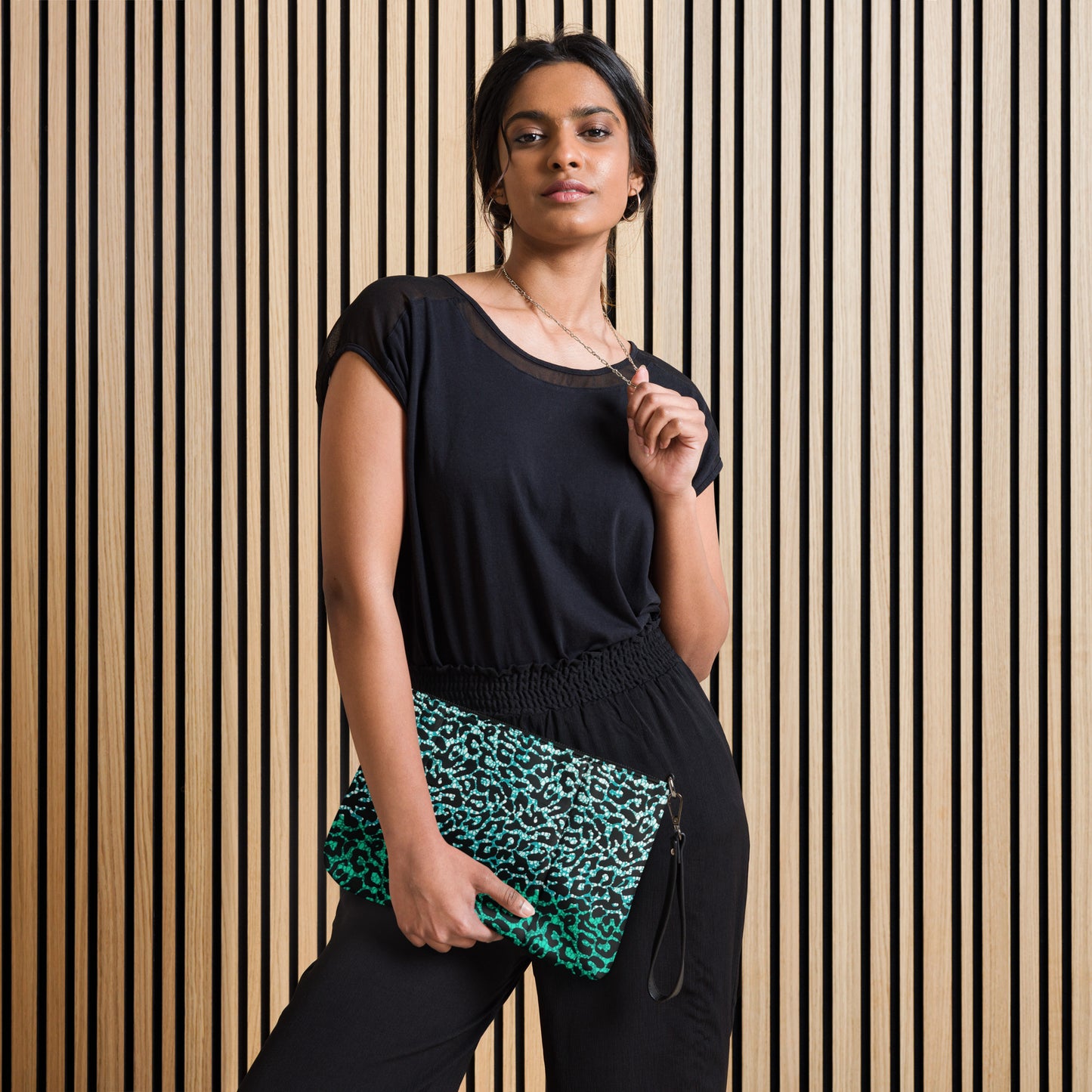 Green Leopard Ankara Crossbody Bag