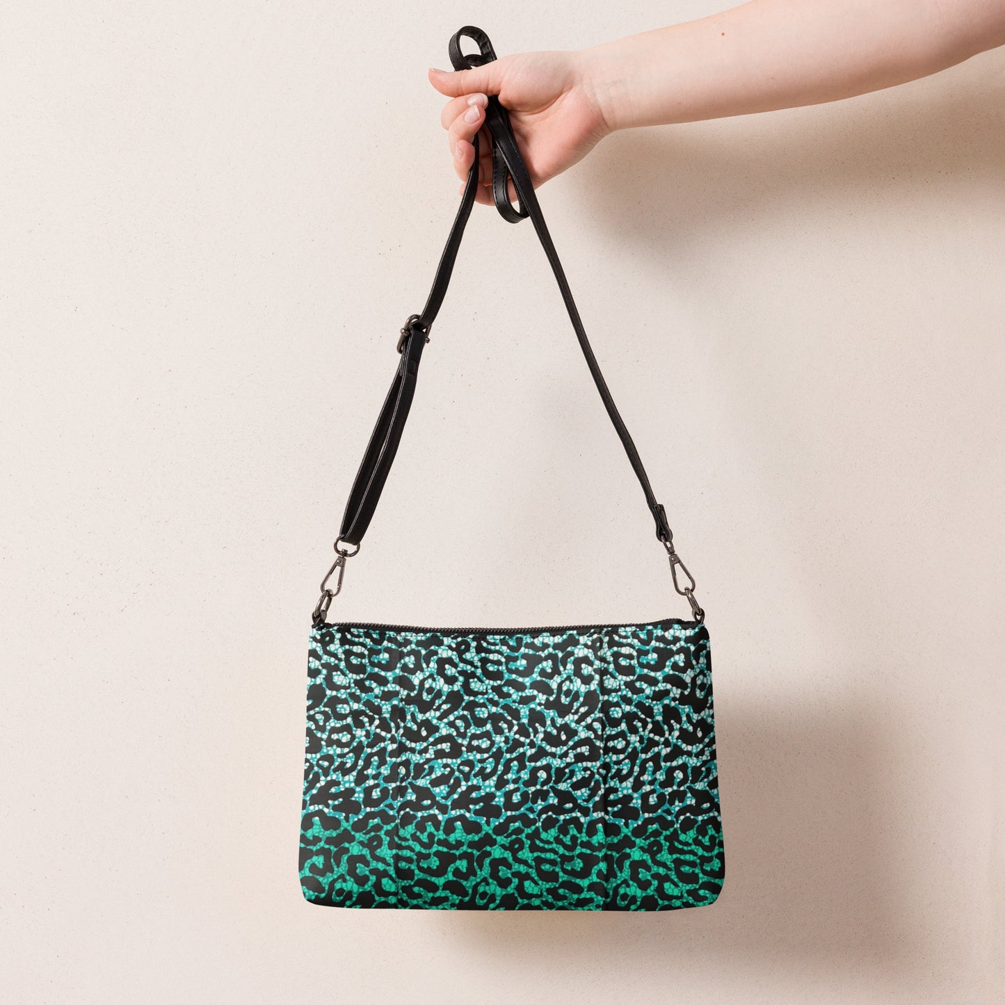 Green Leopard Ankara Crossbody Bag