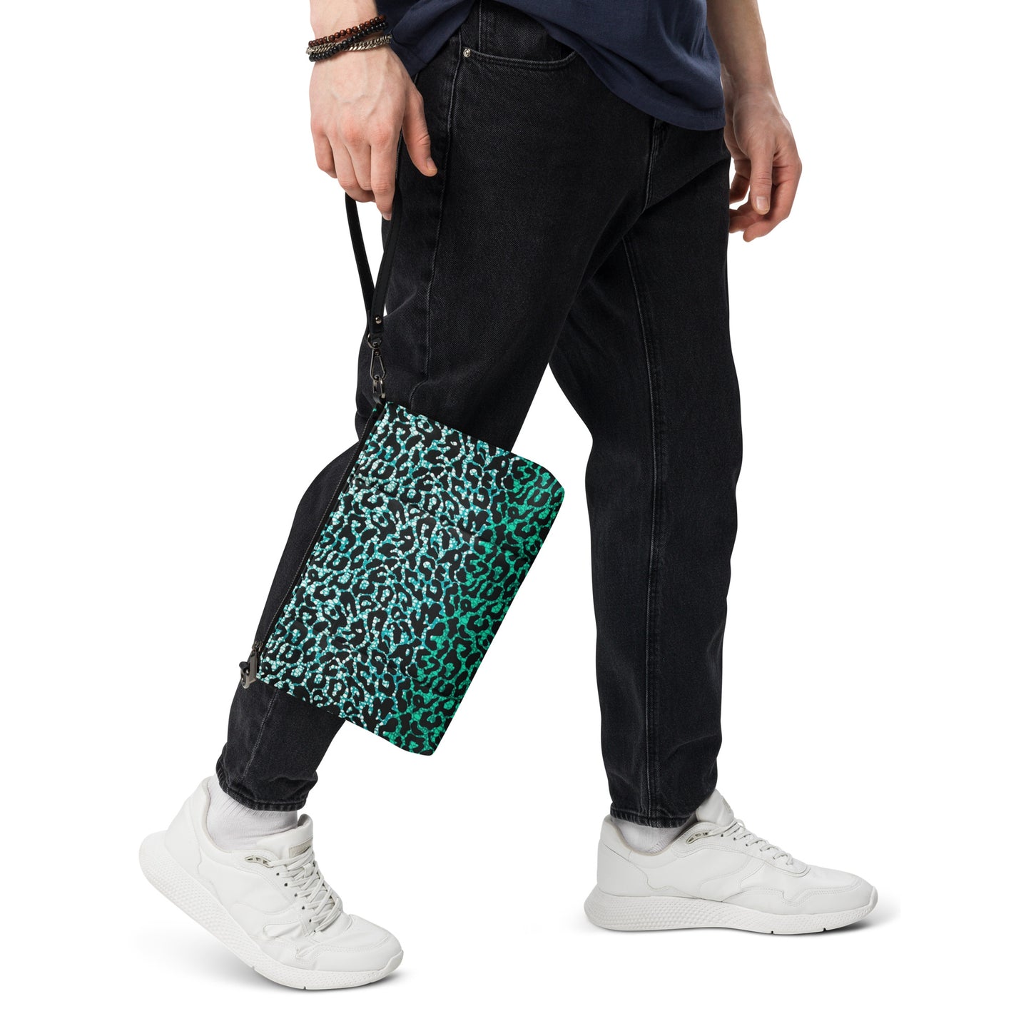 Green Leopard Ankara Crossbody Bag