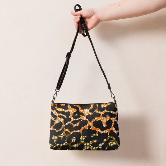 Green Orange Leopard Ankara Crossbody Bag