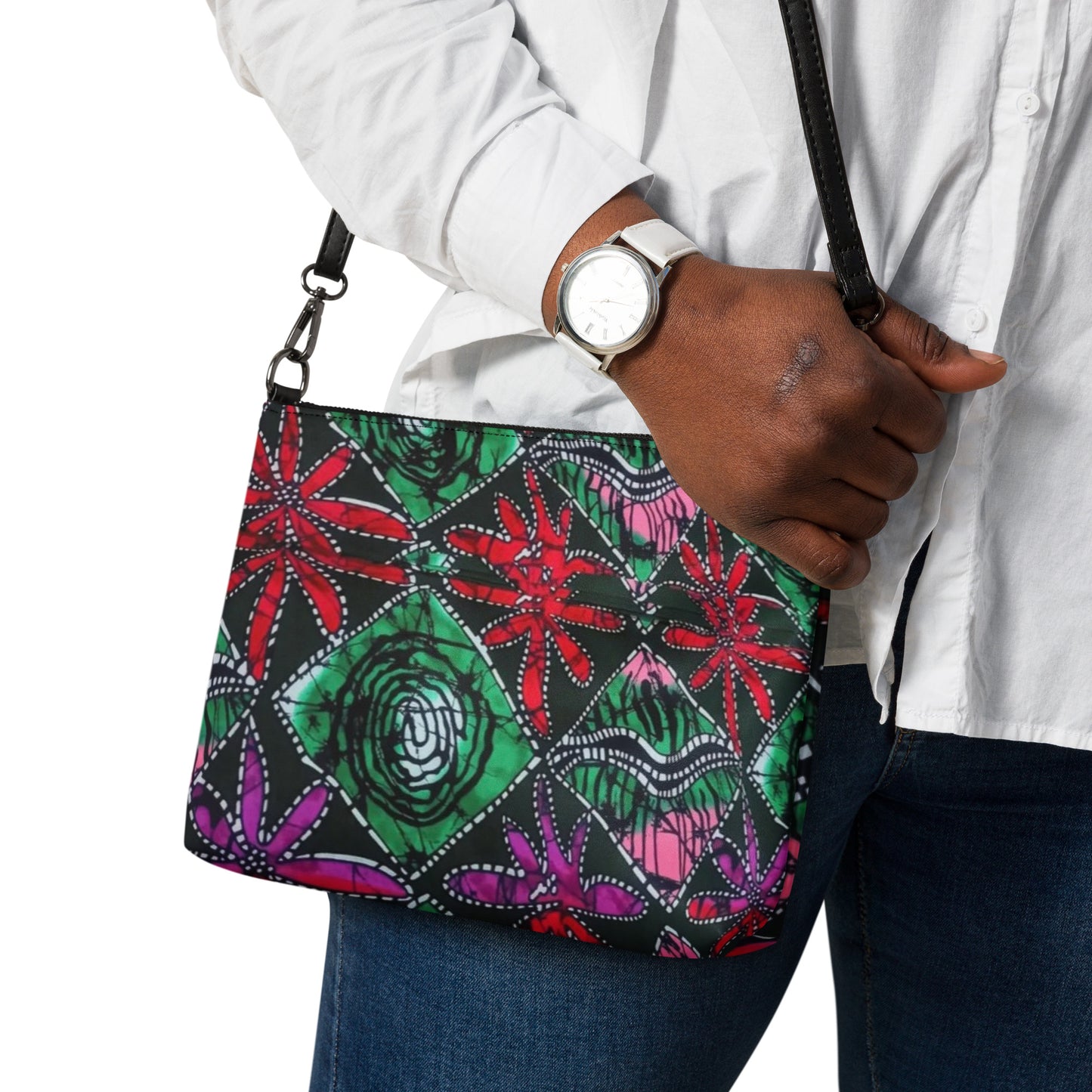 Green Red Purple Ankara Crossbody Bag