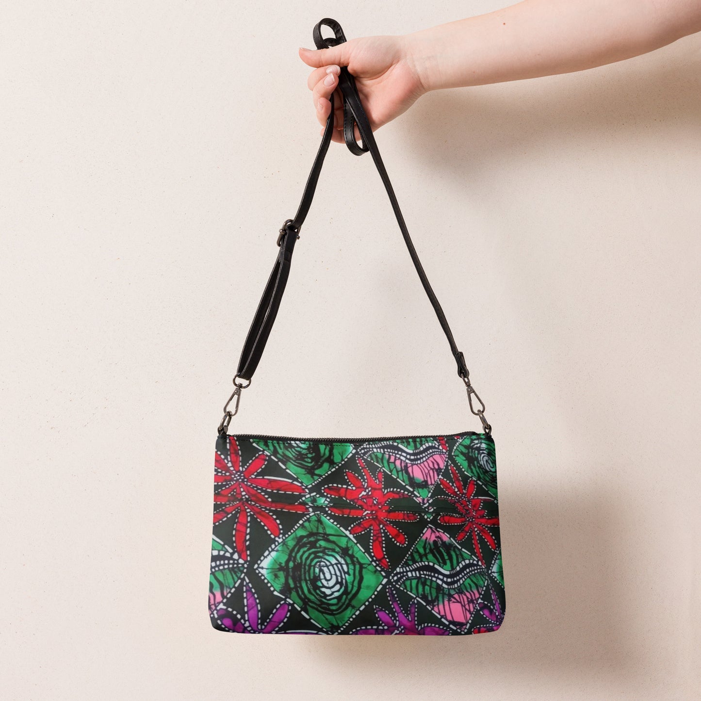 Green Red Purple Ankara Crossbody Bag