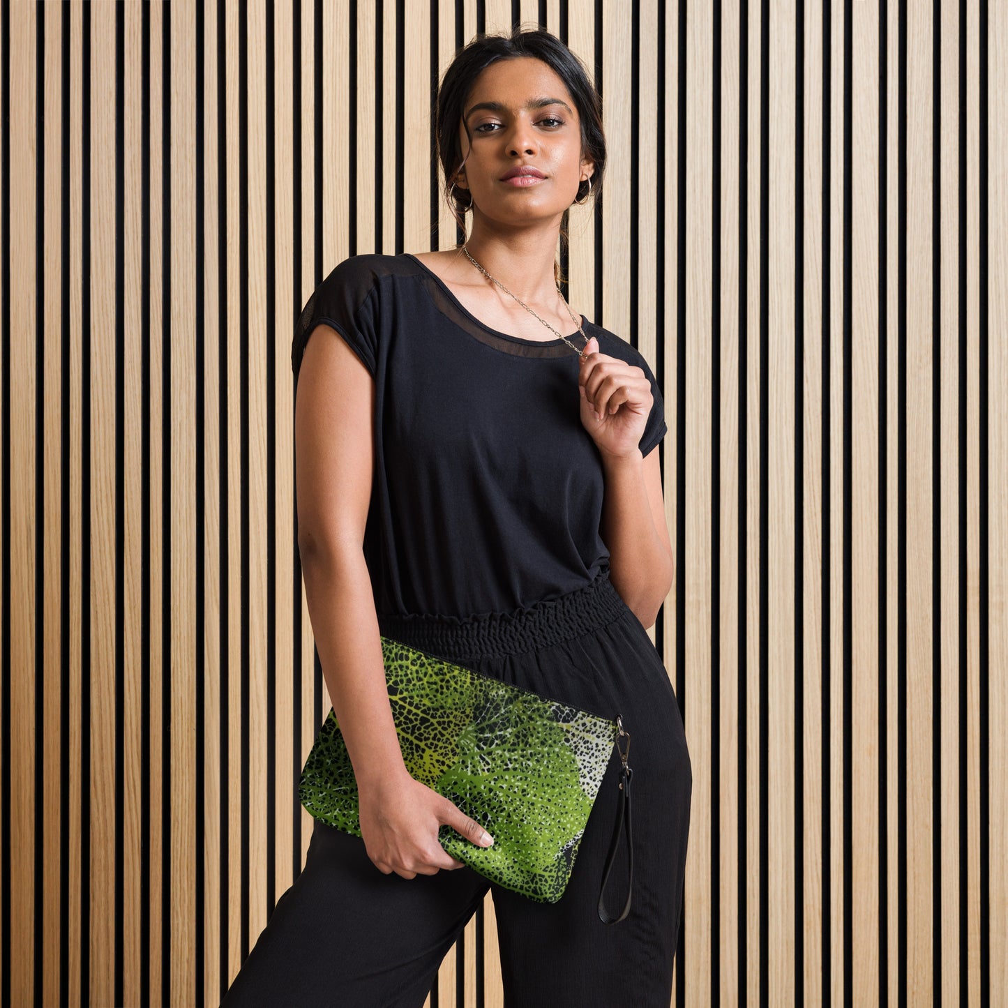 Green Spine Leaves Ankara Crossbody Bag