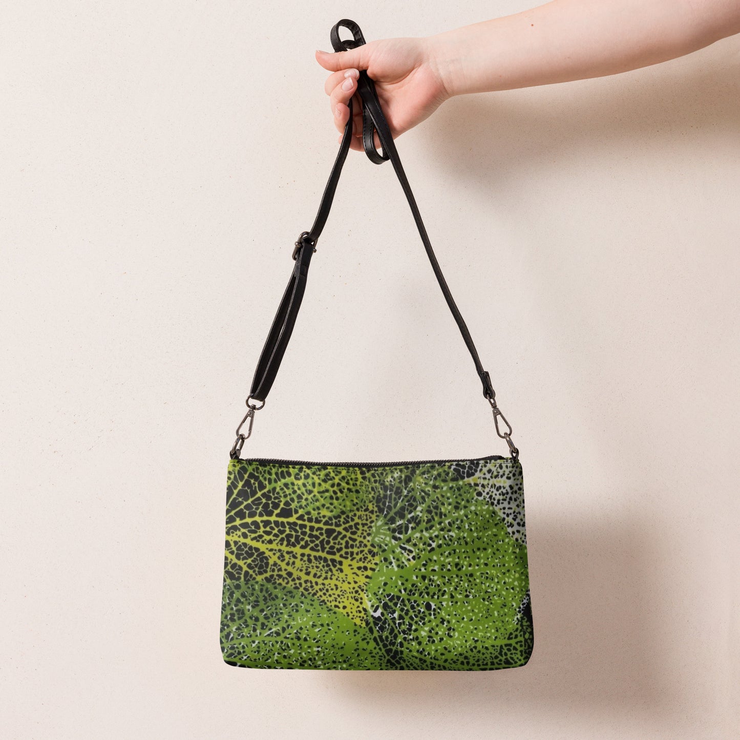 Green Spine Leaves Ankara Crossbody Bag