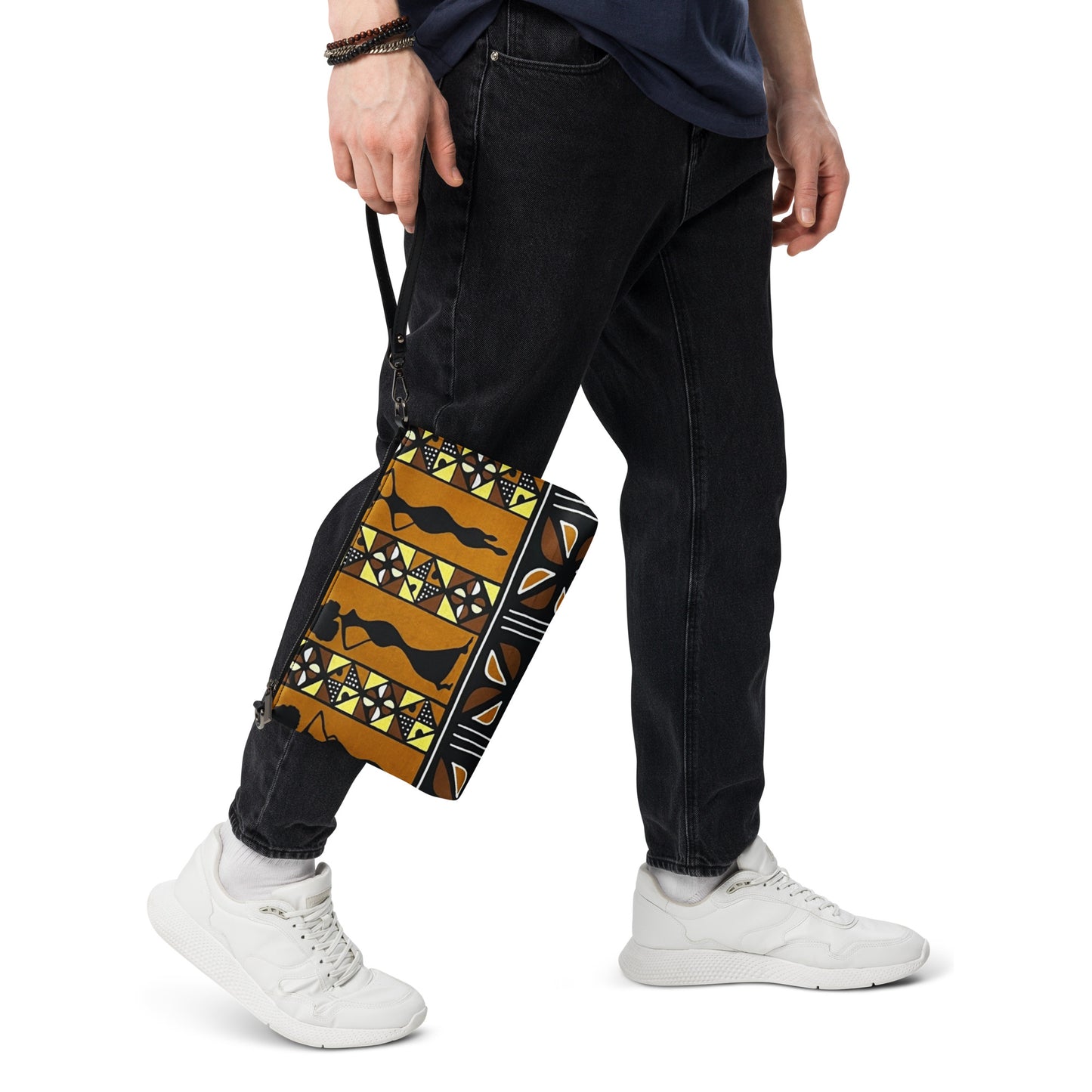 Ladies Black Brown Ankara Crossbody Bag