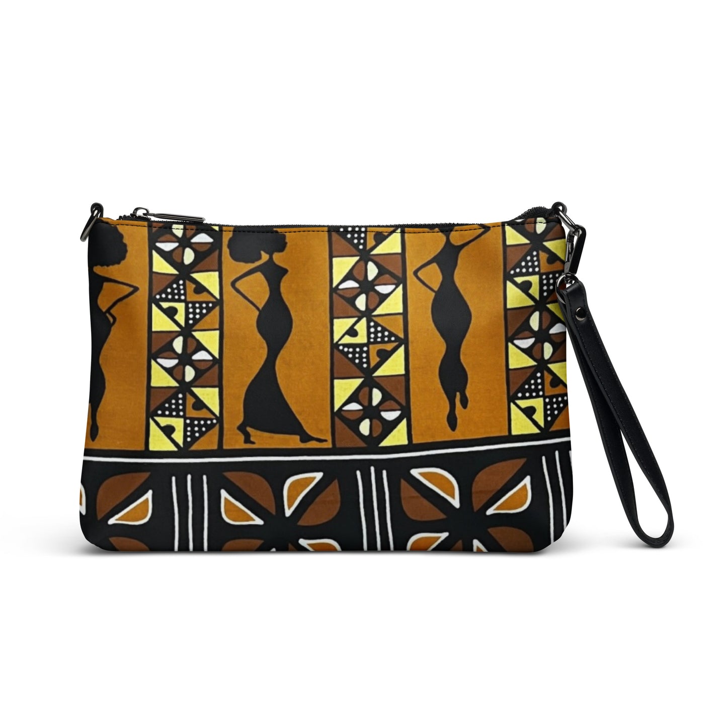 Ladies Black Brown Ankara Crossbody Bag