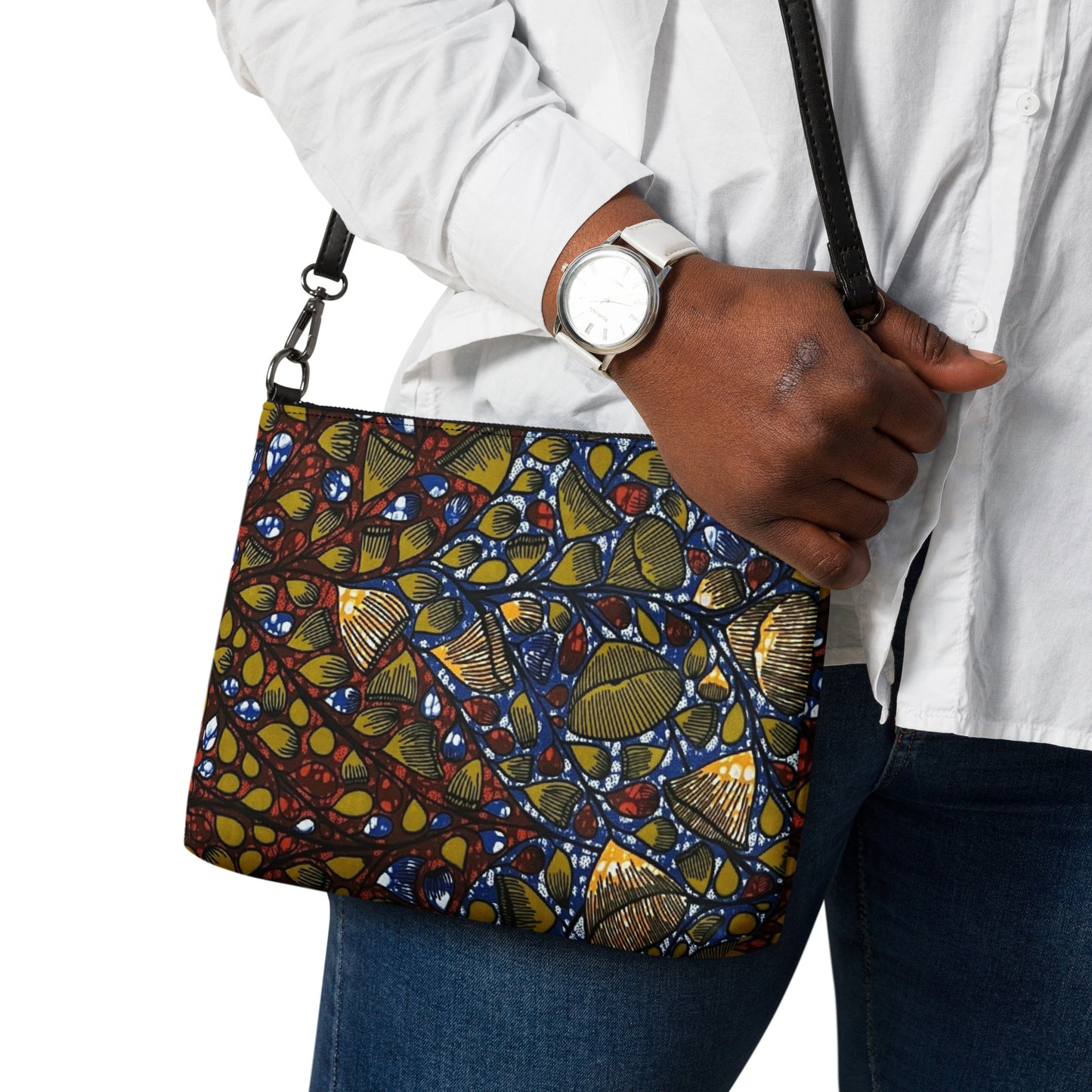 Leafy Abstract Ankara Crossbody Bag