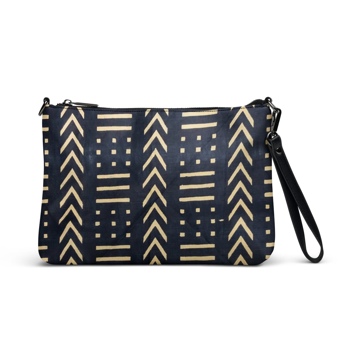 Light Brown & Black Bogolan Ankara Crossbody Bag