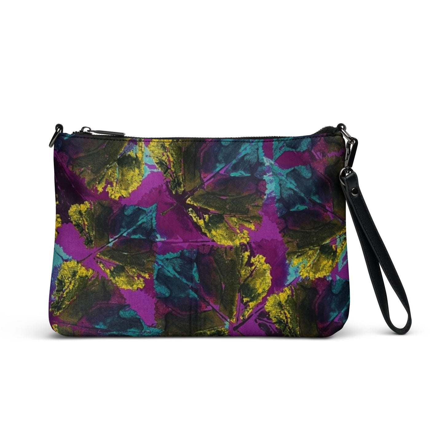 Multicolour Leaves On Purple Ankara Crossbody Bag