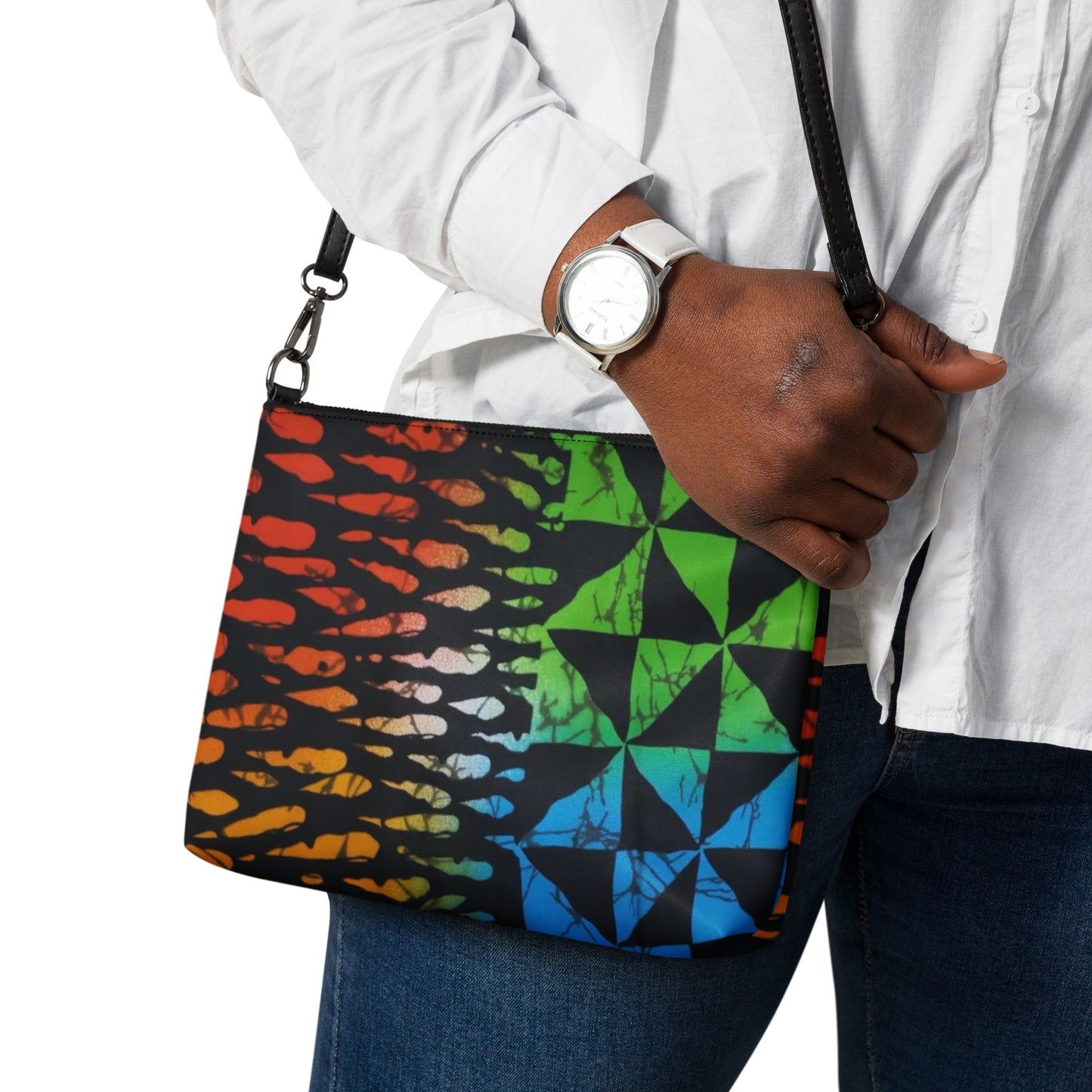 Multicolour Shapes Adire Ankara Crossbody Bag