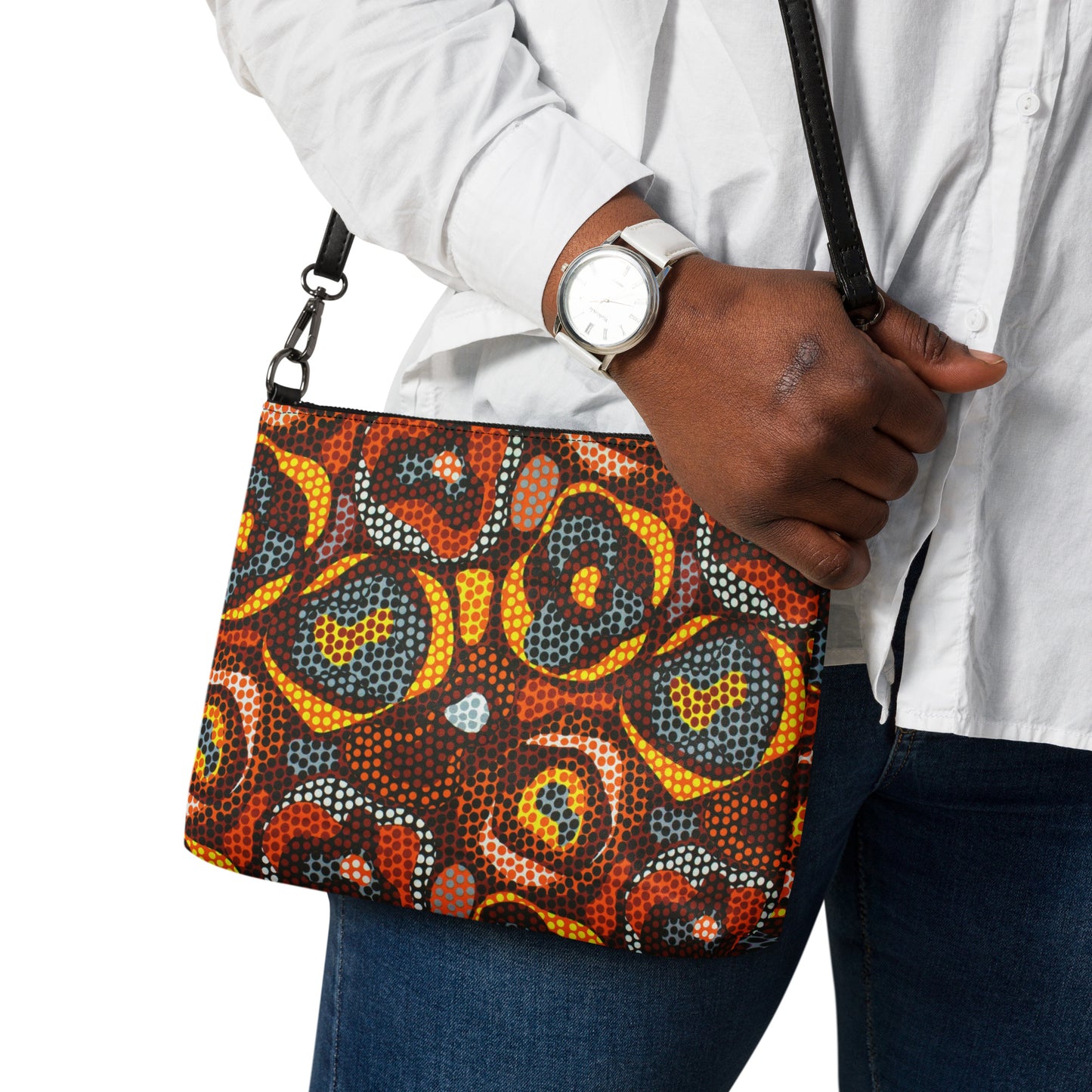 Multicoloured Orange Abstract Ankara Crossbody Bag