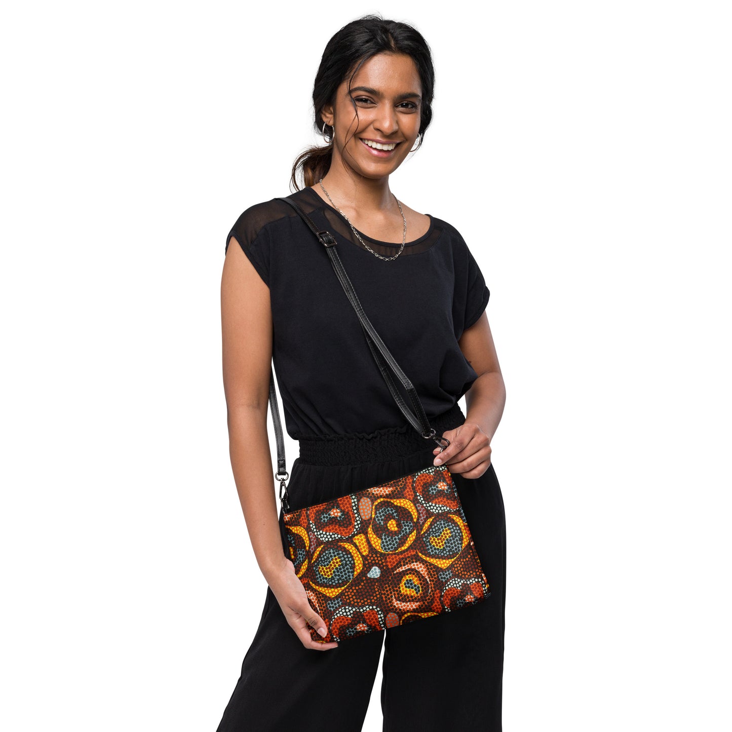 Multicoloured Orange Abstract Ankara Crossbody Bag