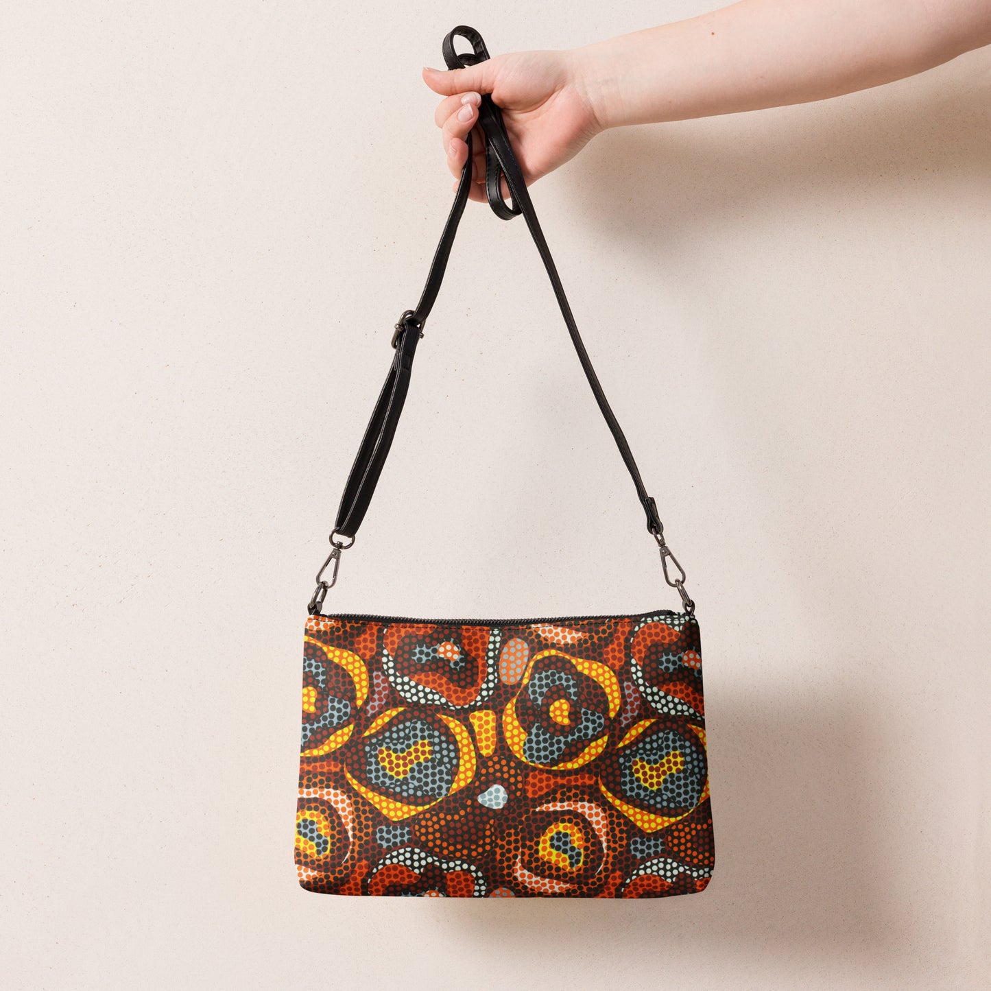 Multicoloured Orange Abstract Ankara Crossbody Bag