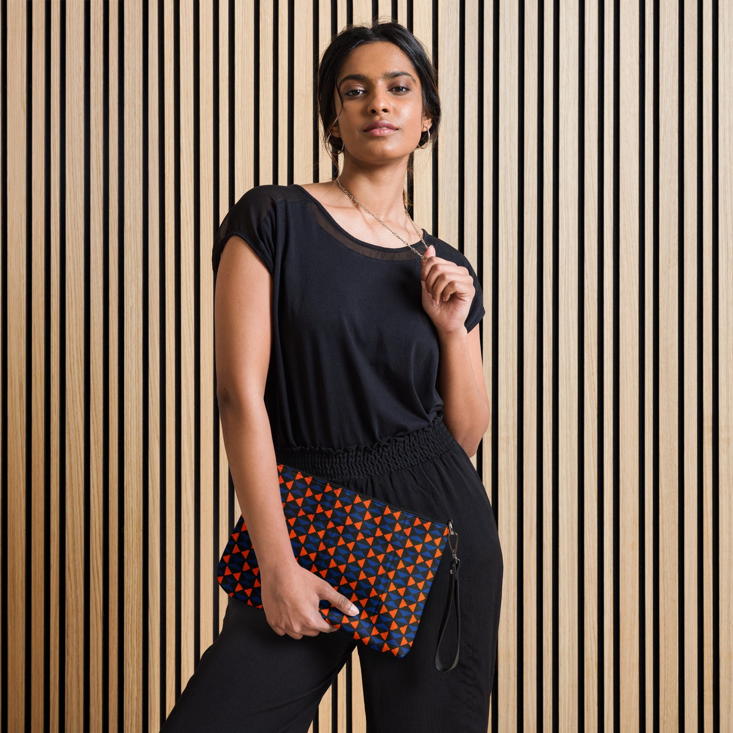 Orange & Blue Triangle Ankara Crossbody Bag