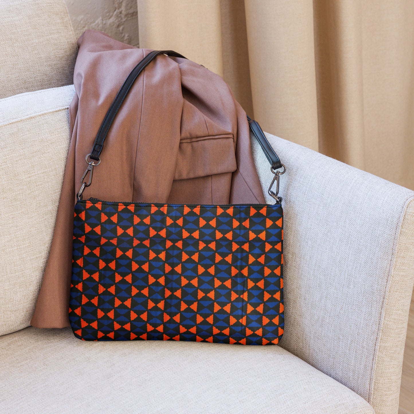 Orange & Blue Triangle Ankara Crossbody Bag